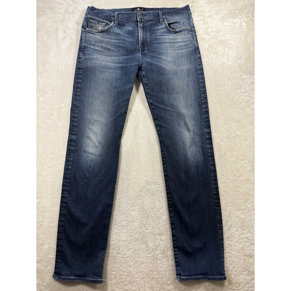 7 For All Mankind Mens Standard Luxe Performance Blue Jeans 36 Meas: 36x33